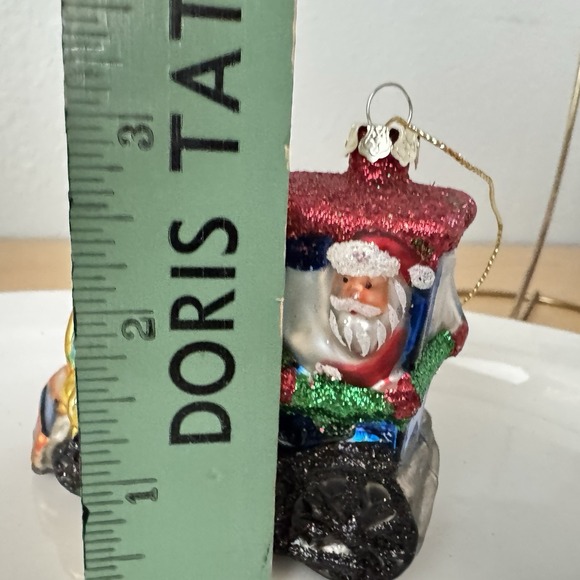 Hand Blown Glass Santa Claus Train Little Engine Ornament Glitter - Picture 8 of 8